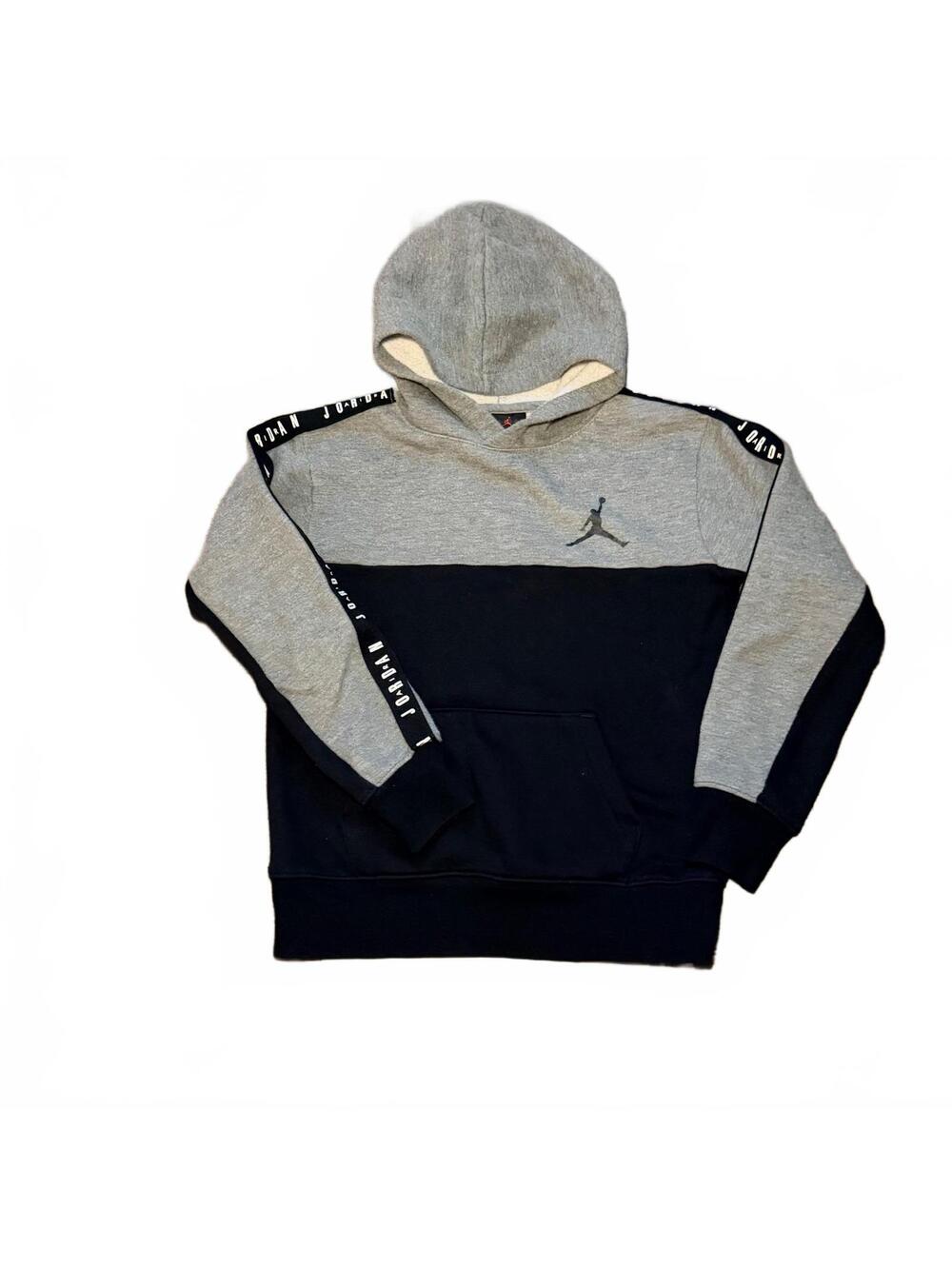 Jordan Kids' Pullover Hooded Sweatshirt, Gray and Black, Size Small